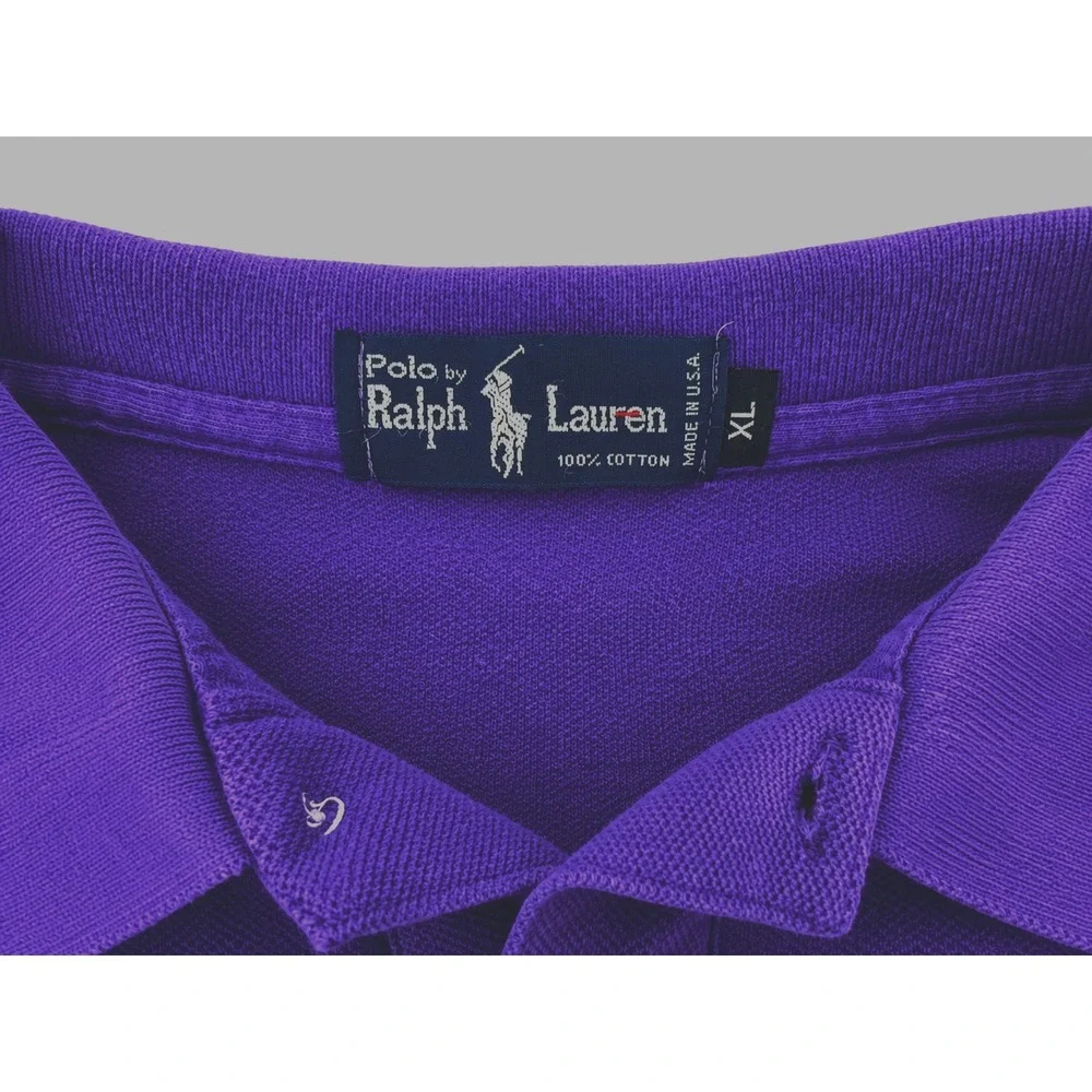 Polo Ralph Lauren Mens XL Purple Vintage 90s Cotton Polo Shirt USA Made
